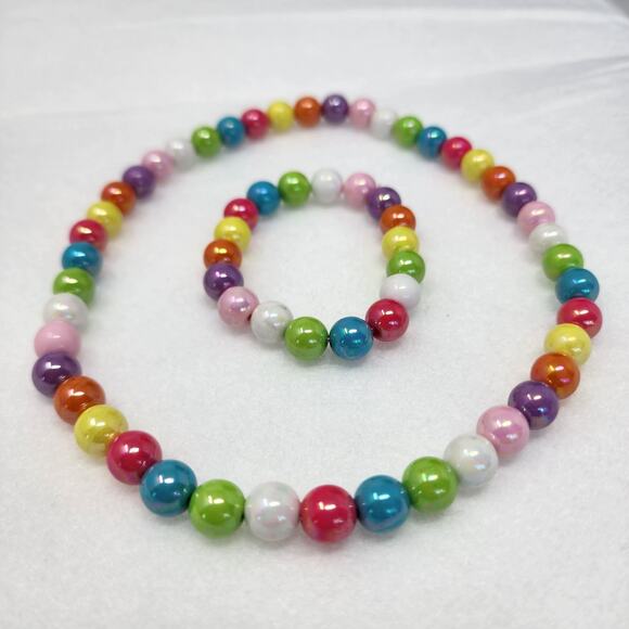 Colorful Large Bead Necklace Bracelet Set - Picture 3 of 4